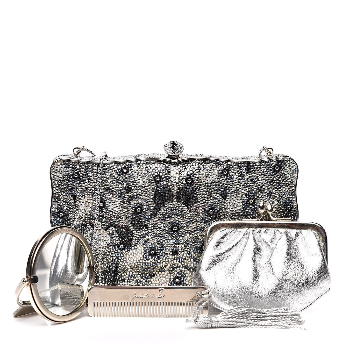 Swarovski Crystal Minaudière Deco Clutch Black