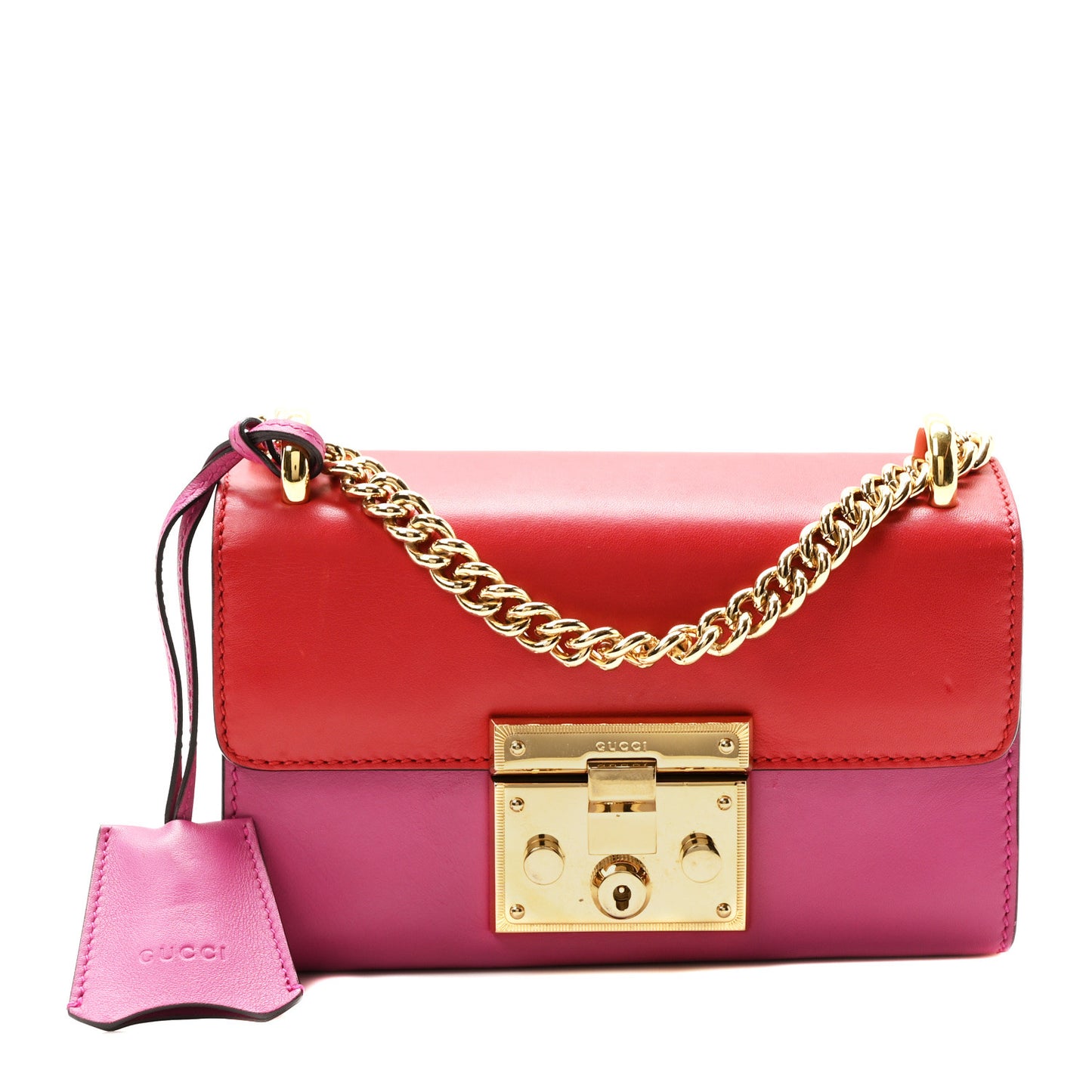 Calfskin Small Padlock Shoulder Bag New Rosette Hibiscus Red