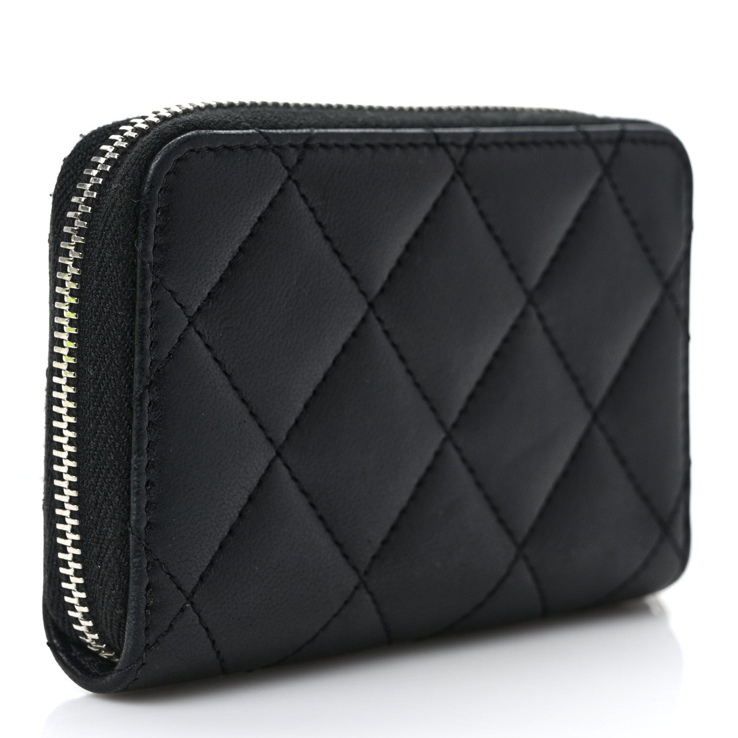 Chanel Lambskin Quilted Zip Coin Purse Black 3 of 7