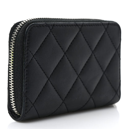 Chanel Lambskin Quilted Zip Coin Purse Black 3 of 7