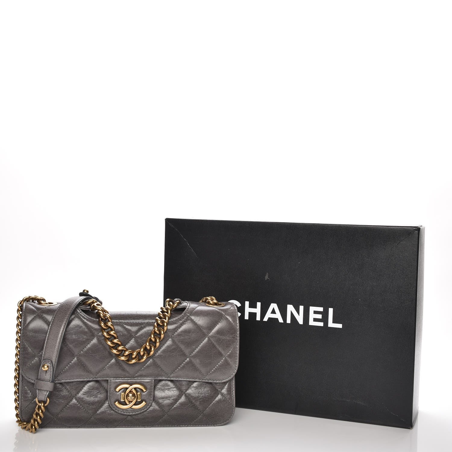 Chanel Aged Calfskin Medium Perfect Edge Flap Grey 8 of 8