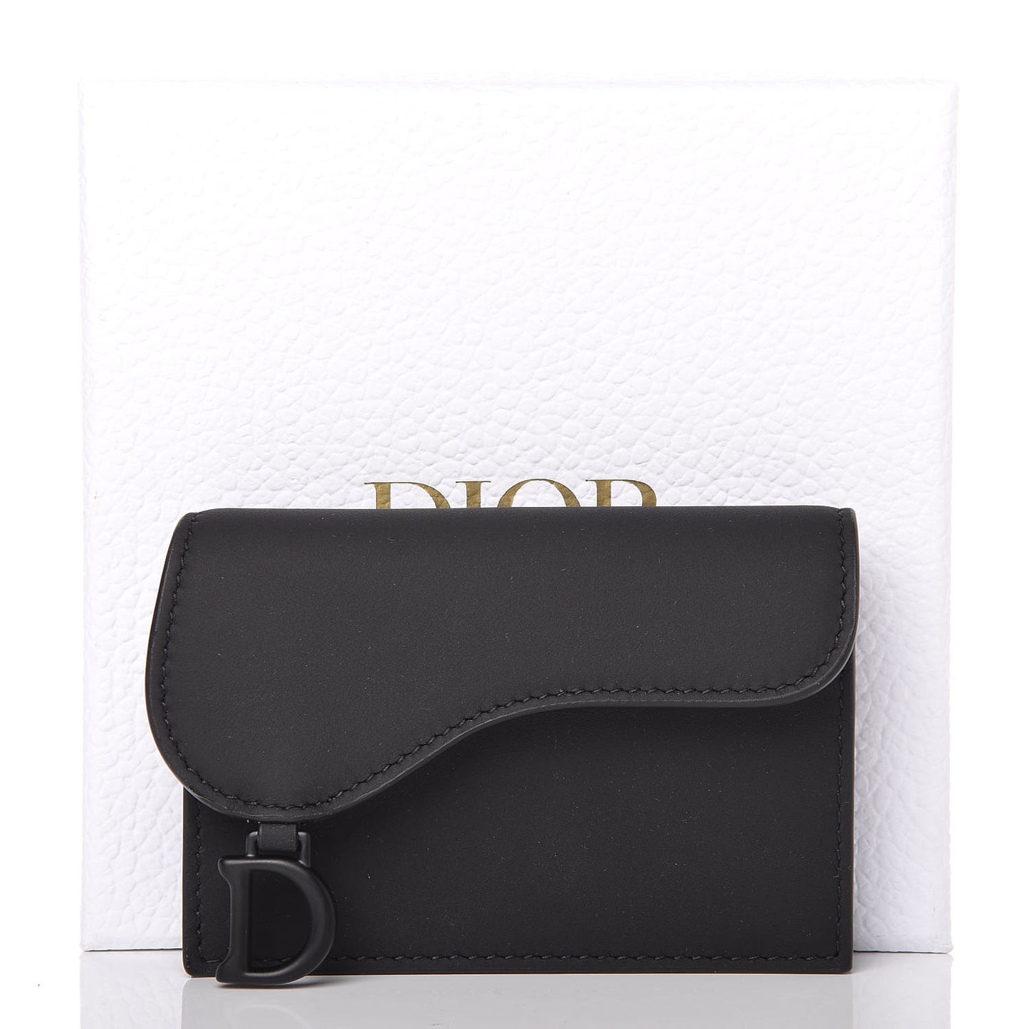 Ultra Matte Calfskin Saddle Card Holder Black