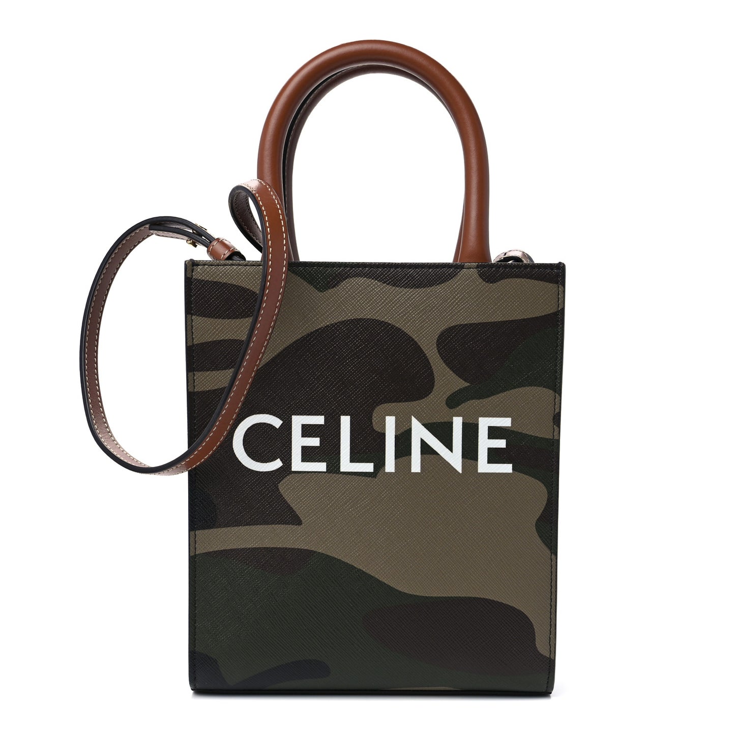 Canvas Calfskin Mini Vertical Cabas Khaki