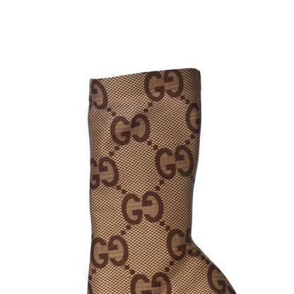 Balenciaga X GUCCI Jersey Maxi GG Monogram Crepe Knife Booties 37 Camel Ebony 9 of 10