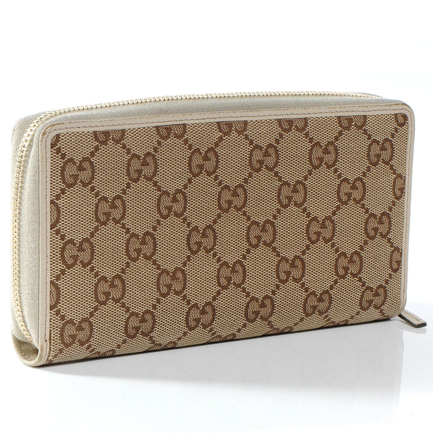 Monogram Metal Bar Zip Around Wallet Beige Ebony Off White