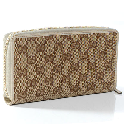 Gucci Monogram Metal Bar Zip Around Wallet Beige Ebony Off White 2 of 8