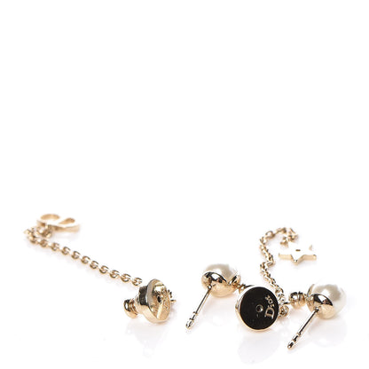 Christian Dior Pearl La Petite Tribale Dangle Chain Earrings Gold 4 of 4