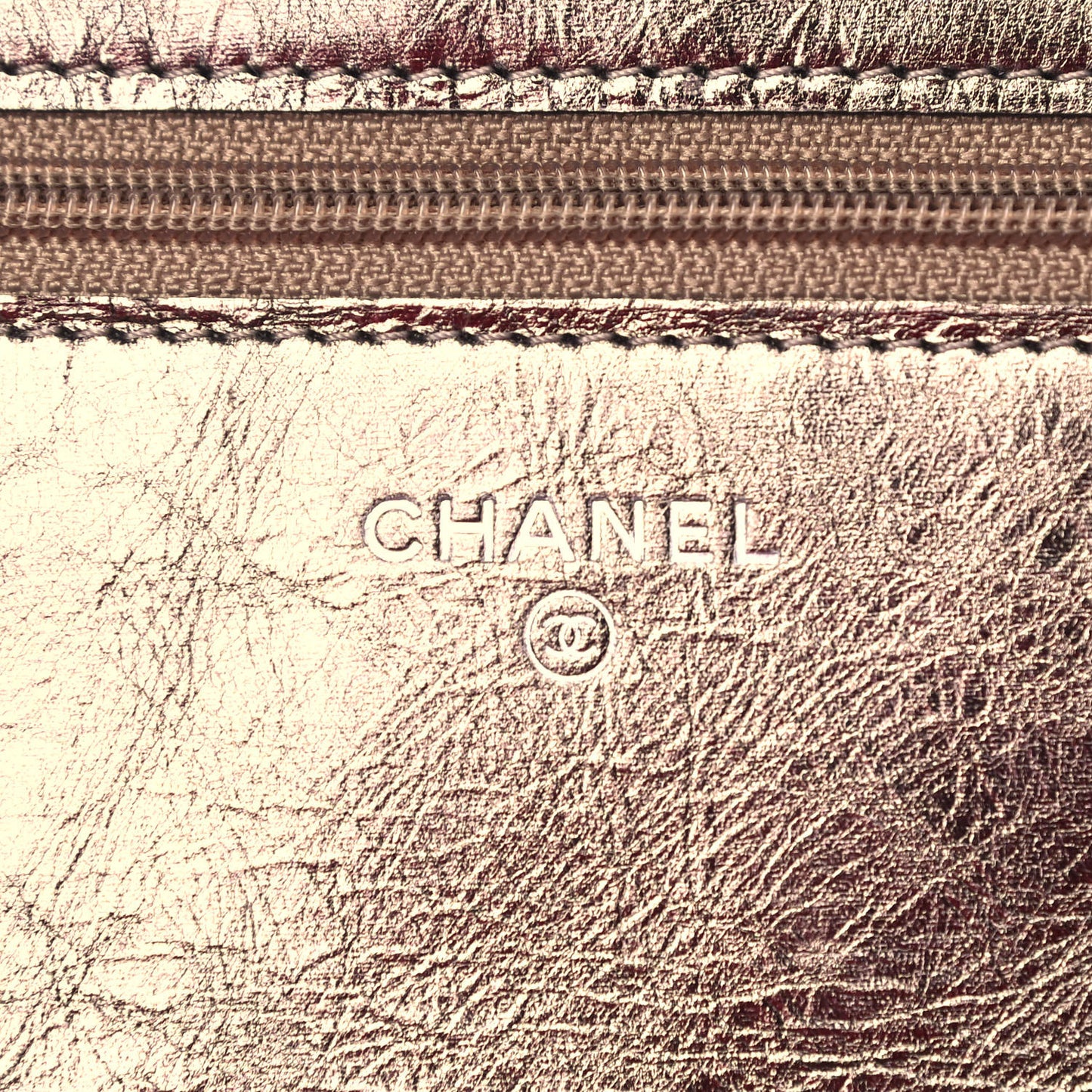 Metallic Aged Calfskin Quilted Reissue Wallet On Chain WOC Bronze