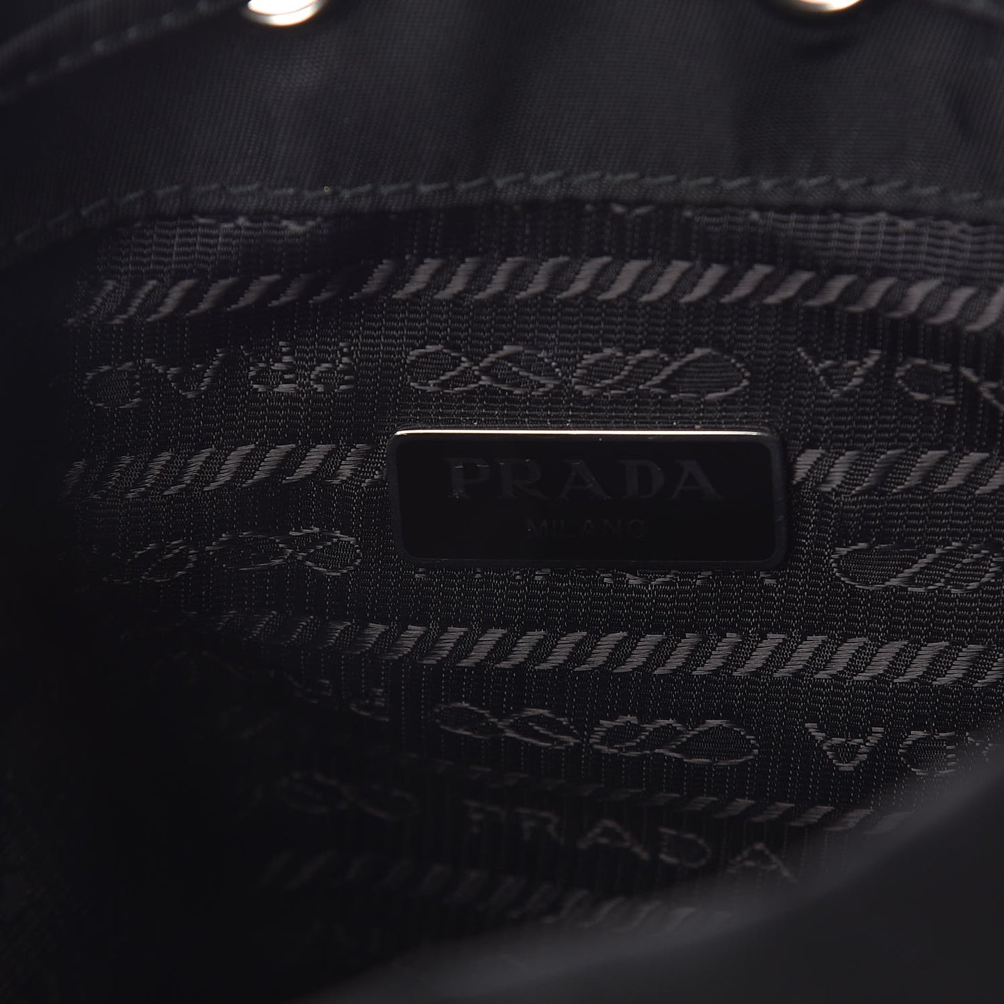 Saffiano Tessuto Nylon Vela Bucket Wristlet Black
