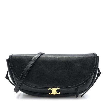 Celine Shiny Lambskin Soft Triomphe Little Half Moon Bag Black 1 of 9