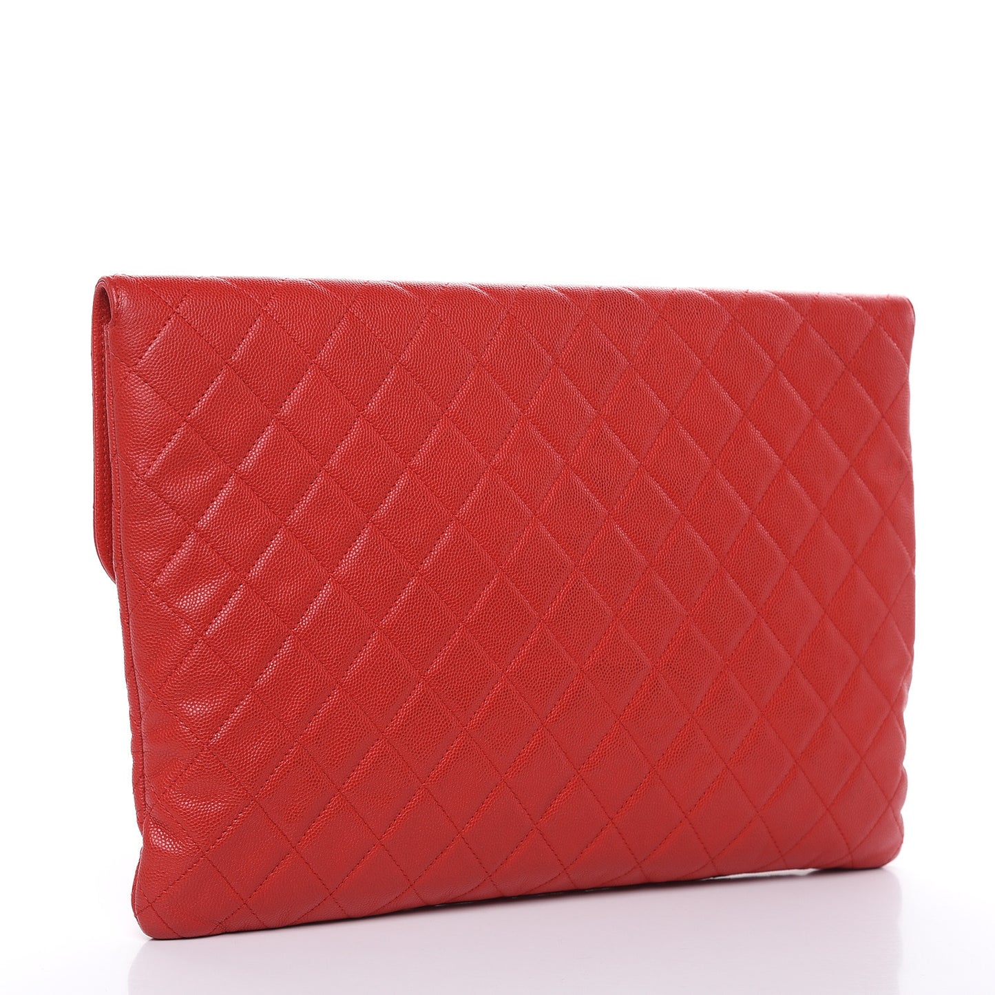 Caviar Quilted Large Golden Class Pouch Red