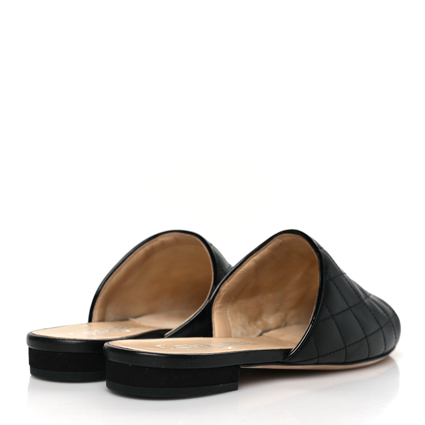 Lambskin Kid Suede Quilted Mules 36 Black