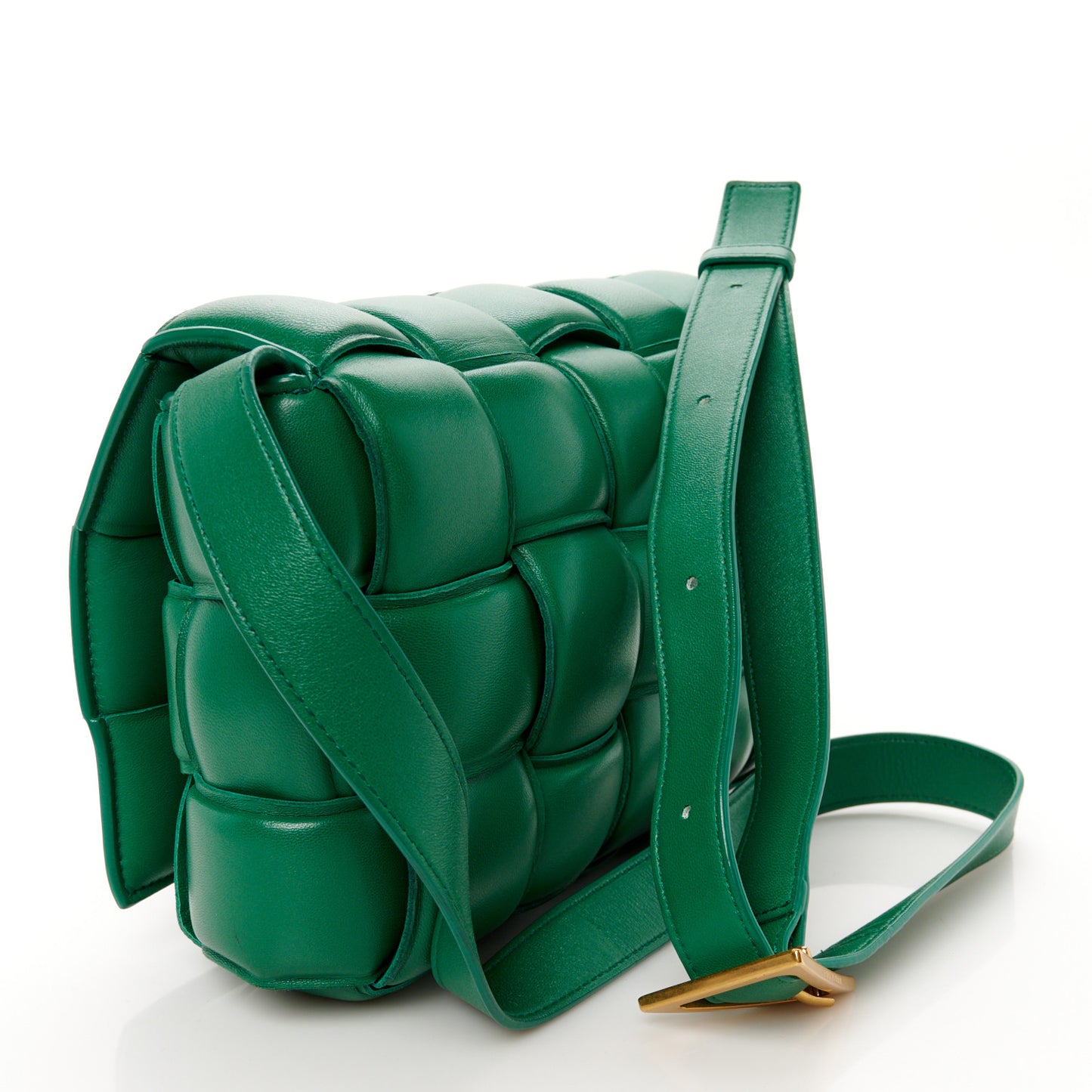 Lambskin Maxi Intrecciato Padded Cassette Crossbody Bag Racing Green