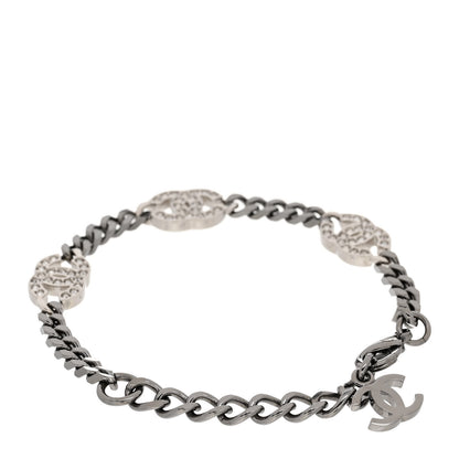 Chanel Crystal CC Chain Bracelet Silver 3 of 5