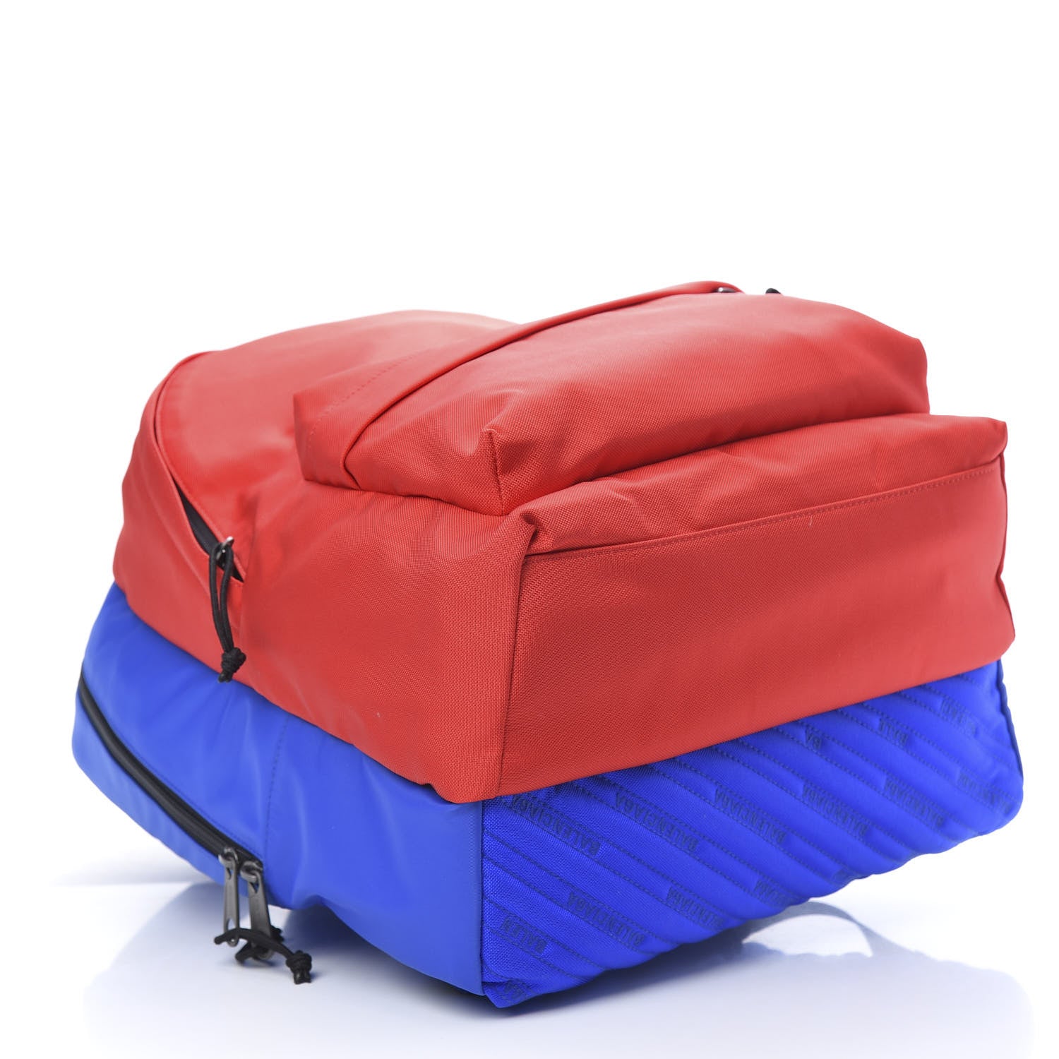 Balenciaga Nylon Logo Embroidered Double Pack Backpack Red Blue 3 of 11