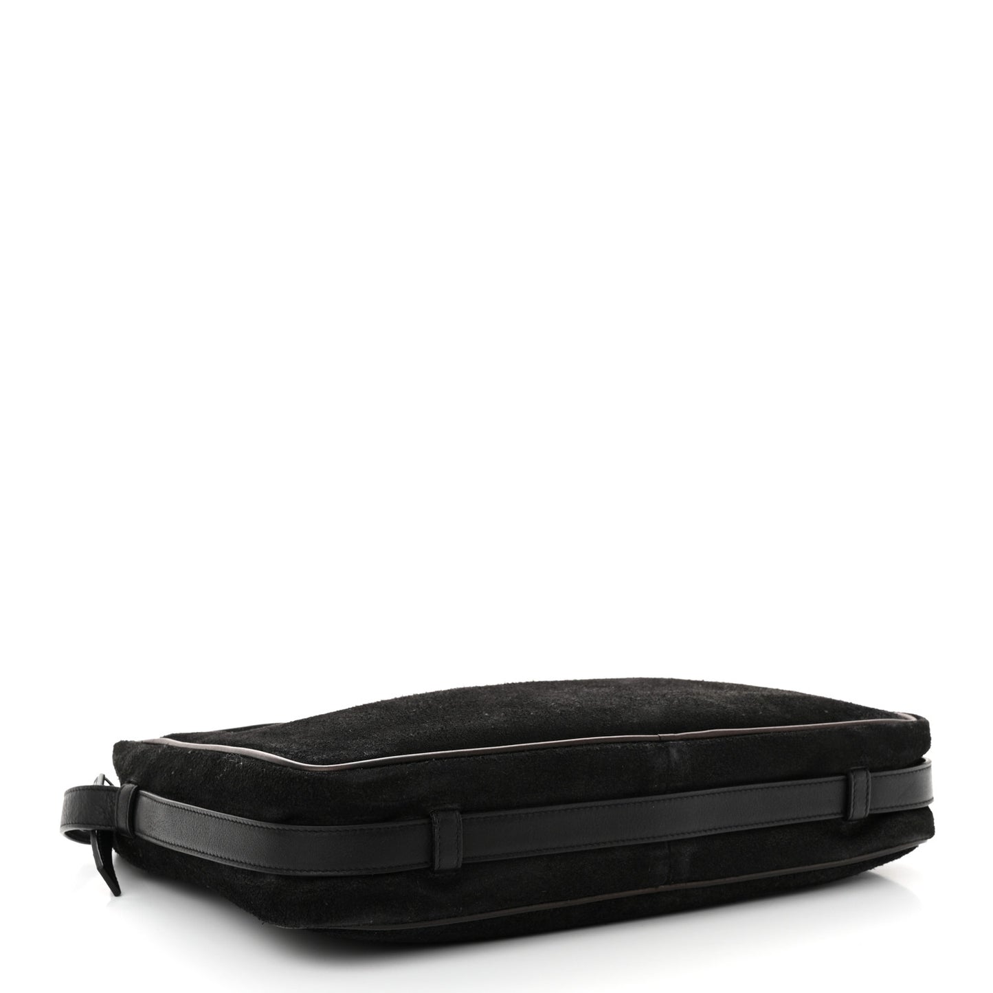 Suede Flat Messenger Bag Black