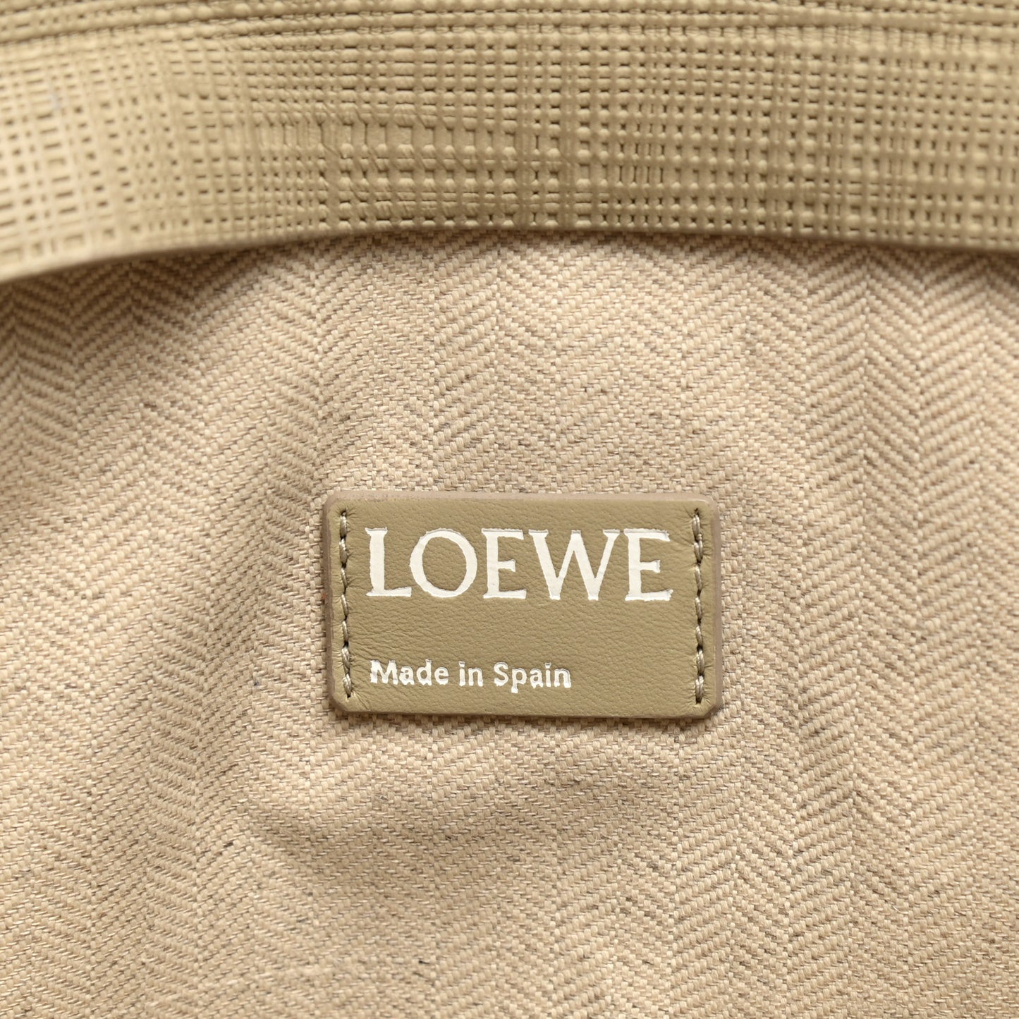 Calfskin Linen Embossed Large T Pouch Beige