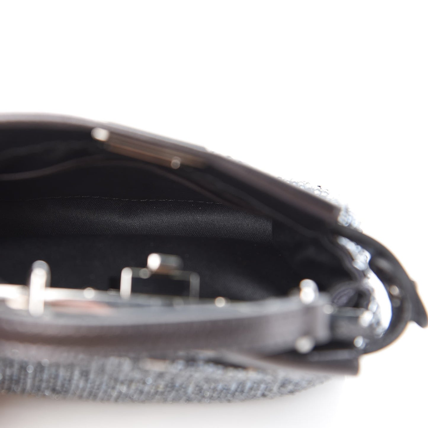 Laminated Goatskin Beaded Micro Peekaboo Iconic Satchel Canna di Fucile Black