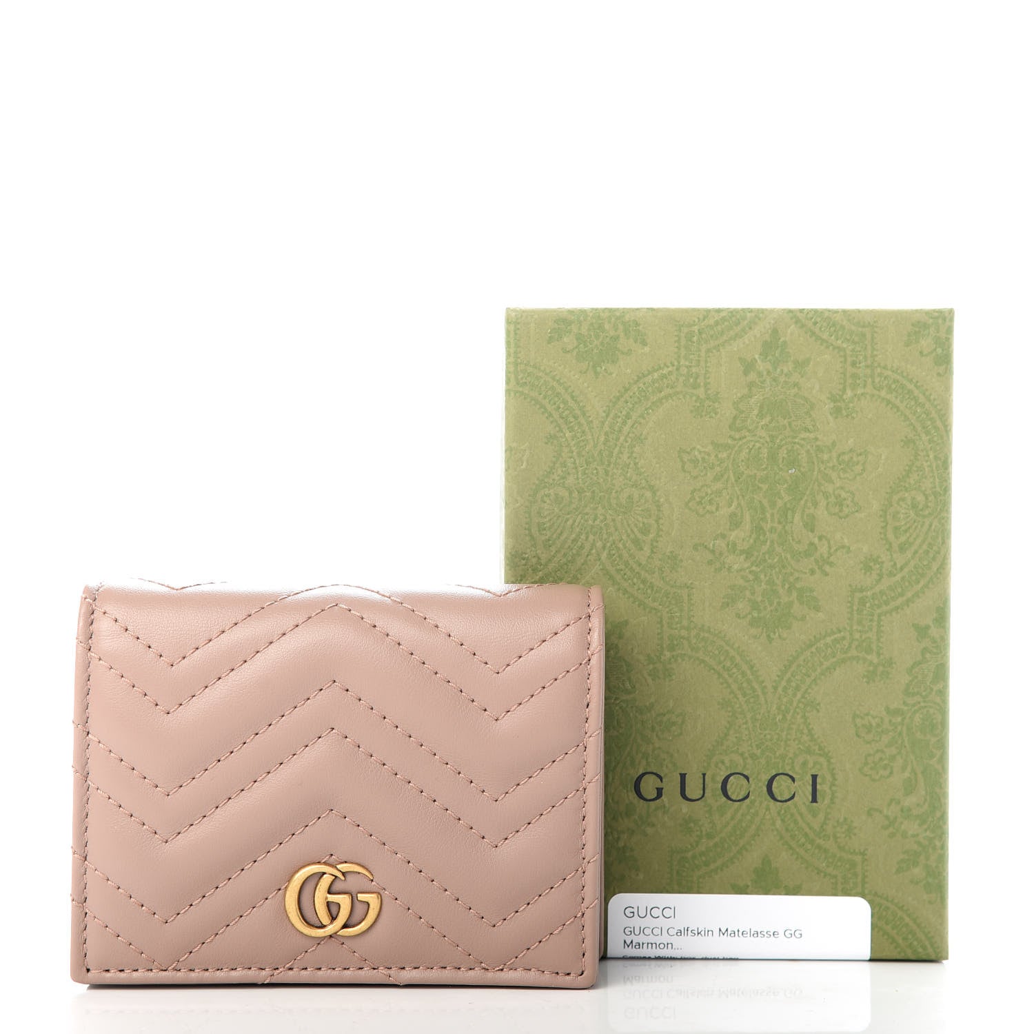 Gucci Calfskin Matelasse GG Marmont Card Case Wallet Porcelain Rose 8 of 8