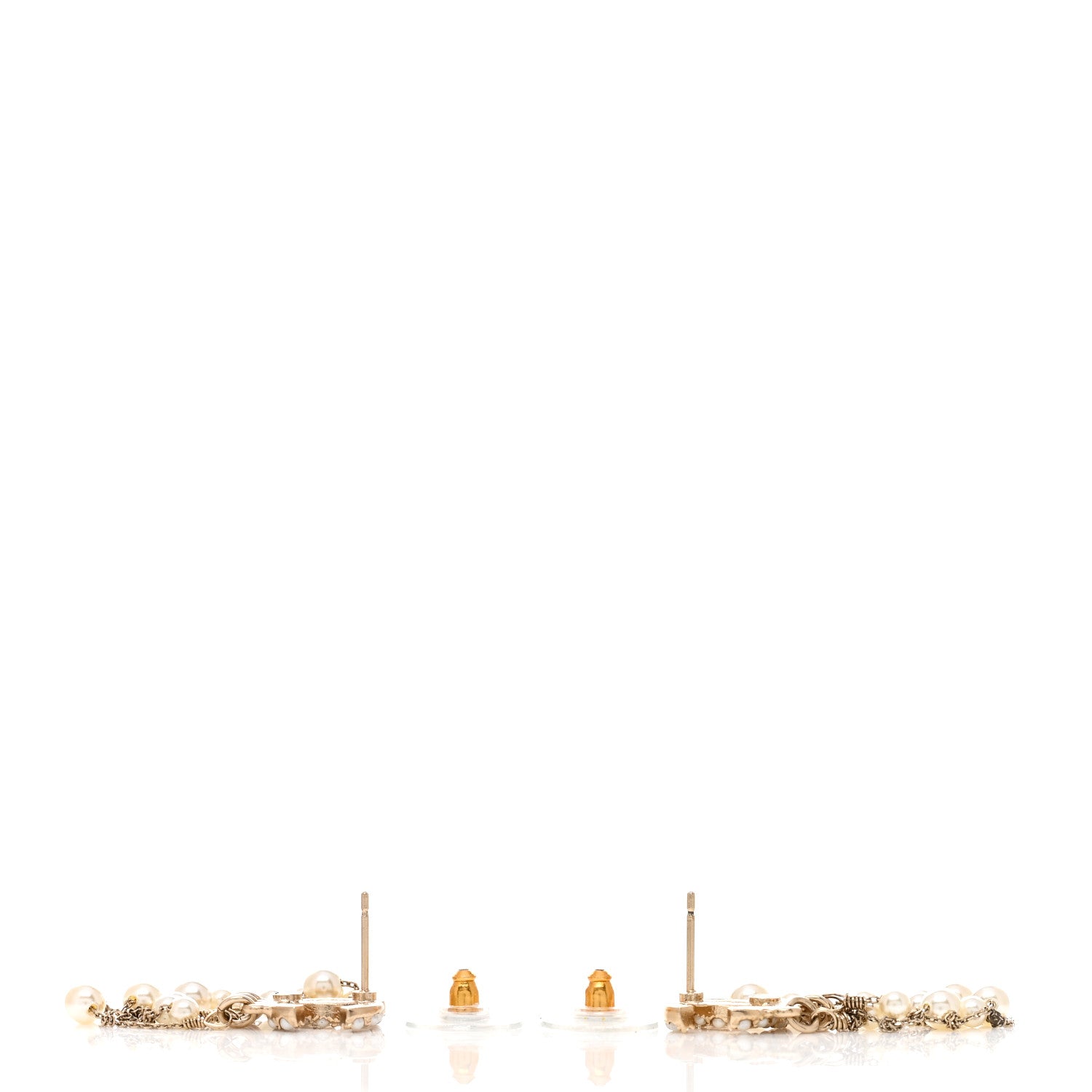 Chanel Pearl CC Long Chain Drop Earrings Gold 3 of 4