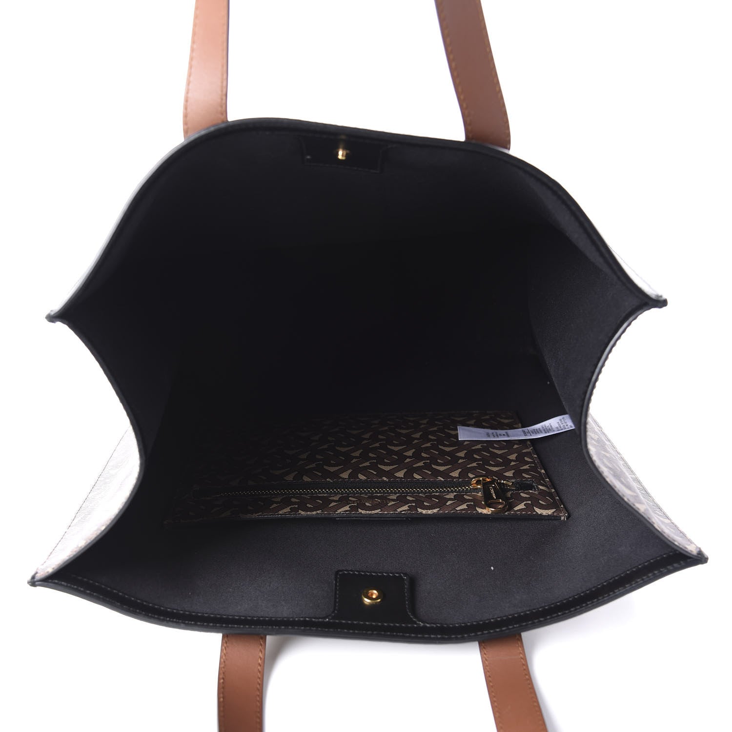 Burberry E-Canvas Monogram Stripe Medium Portrait Tote Bag Bridle Brown 5 of 11