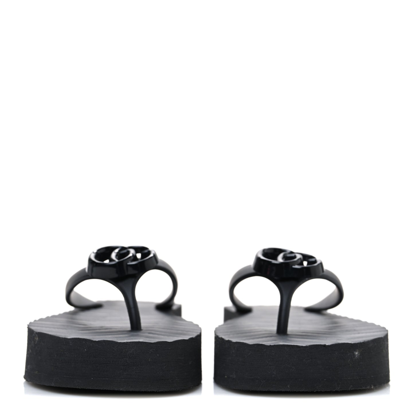 Rubber Chevron Womens GG Thong Sandals 39 Black