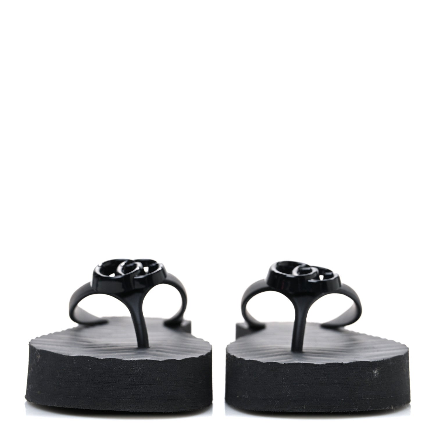 Gucci Rubber Chevron Womens GG Thong Sandals 39 Black 3 of 10