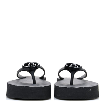 Gucci Rubber Chevron Womens GG Thong Sandals 39 Black 3 of 10
