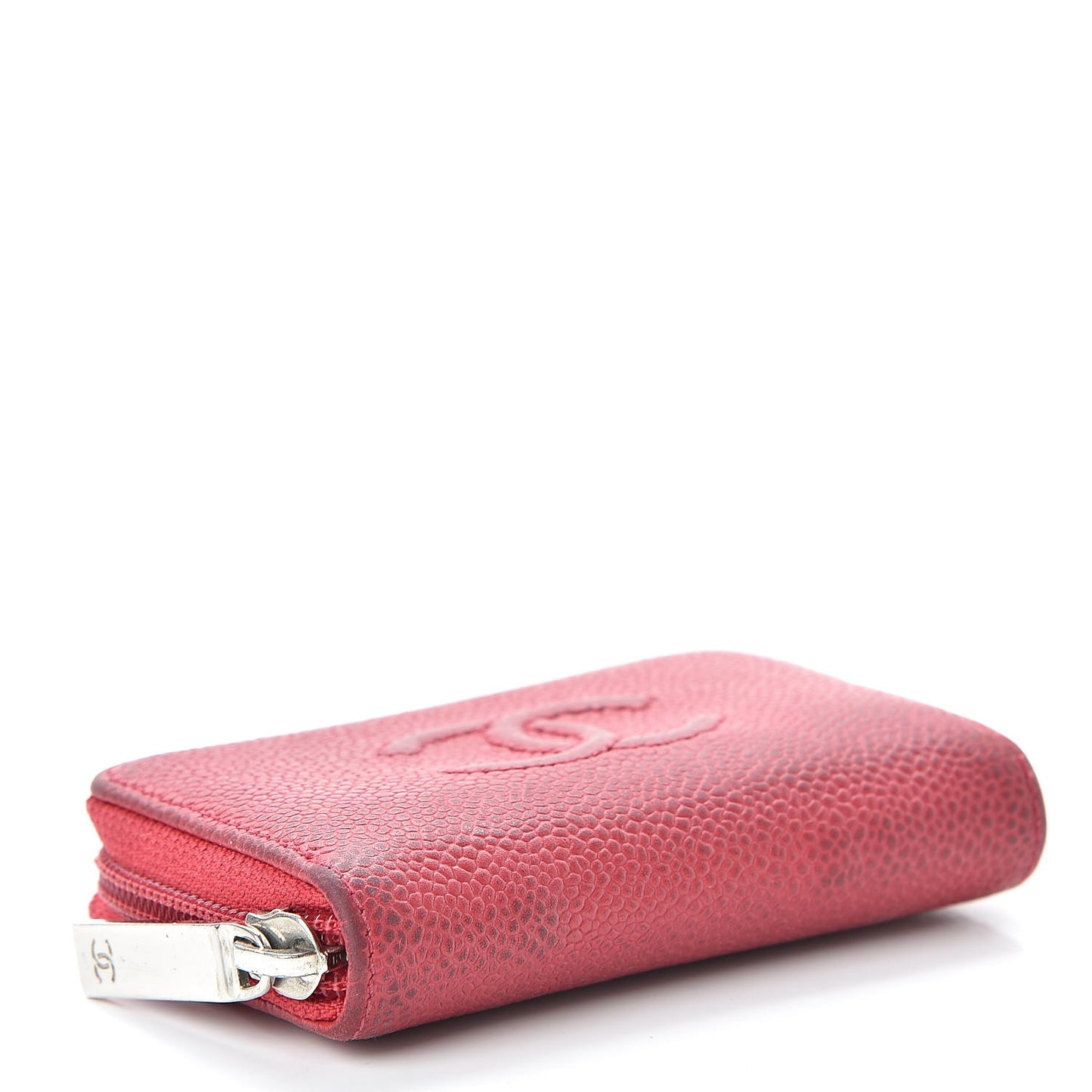 Iridescent Caviar Timeless CC Zip Around Coin Purse Red