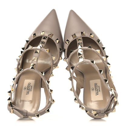 Valentino Garavani Calfskin Nappa Rockstud Ankle Strap 100mm Pumps 35 Poudre 2 of 12
