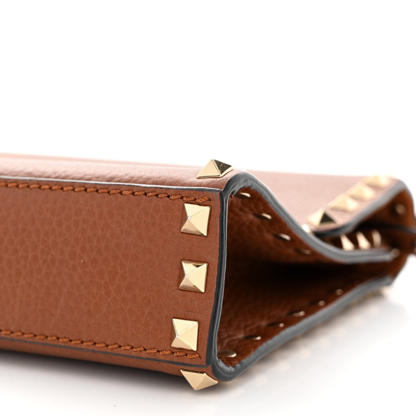 Pebbled Calfskin Medium Rockstud Flip Lock Crossbody Bag Bright Cognac