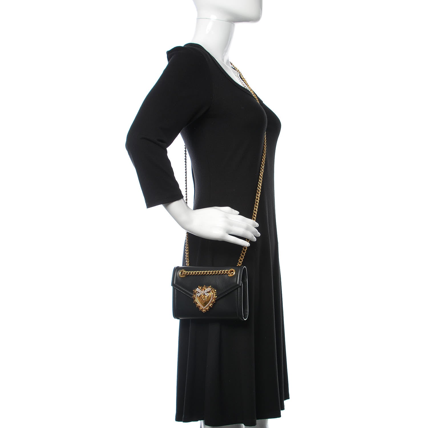 Dolce & Gabbana DOLCE & GABBANA Smooth Calfskin Mini Devotion Crossbody Bag Black 2 of 9