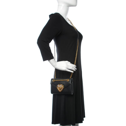 Dolce & Gabbana DOLCE & GABBANA Smooth Calfskin Mini Devotion Crossbody Bag Black 2 of 9