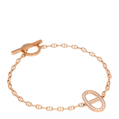 Hermes 18K Rose Gold Diamond Chaine d'Ancre Contour Bracelet ST 1 of 5