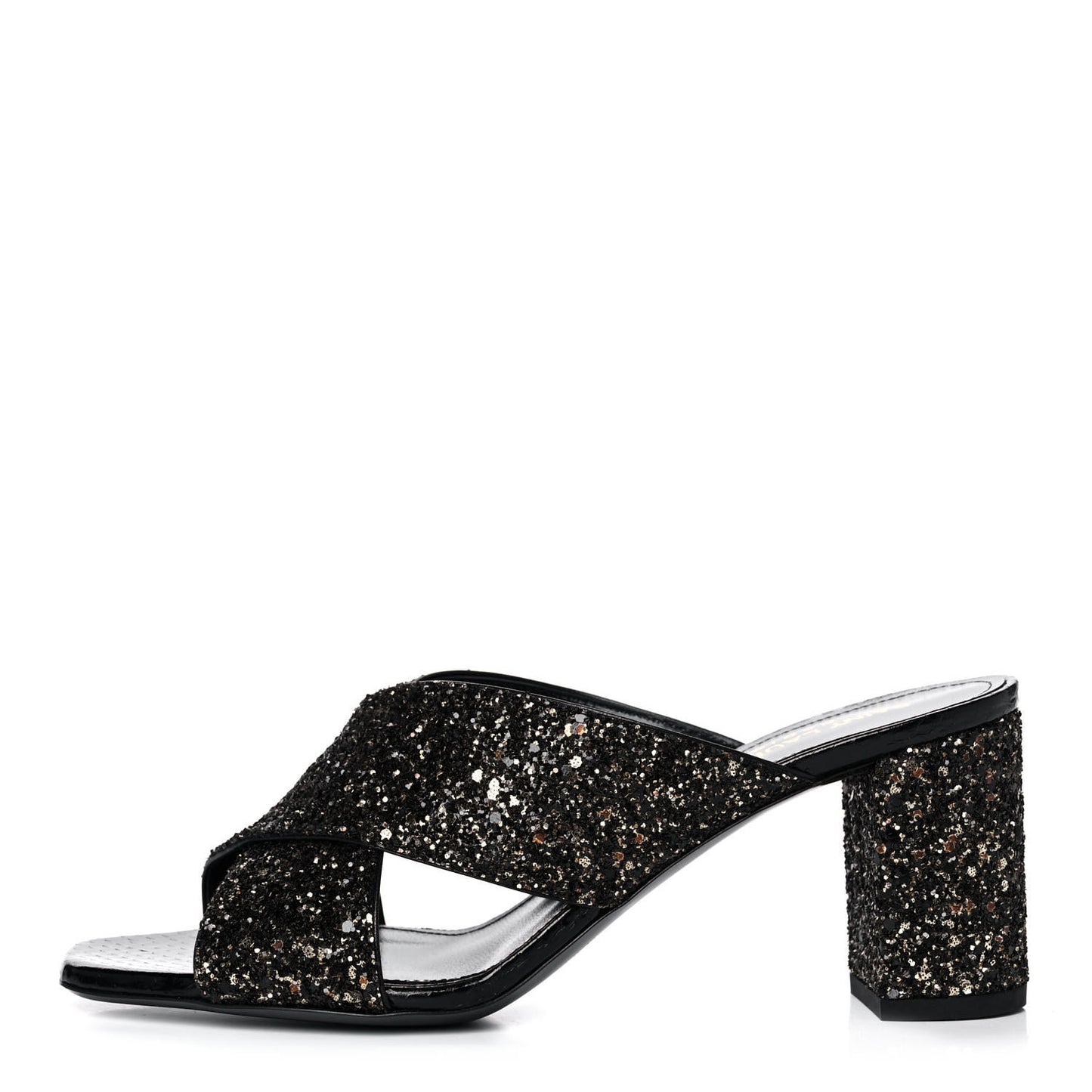 Glitter LouLou 70 Mule Sandals 37 Black Gold
