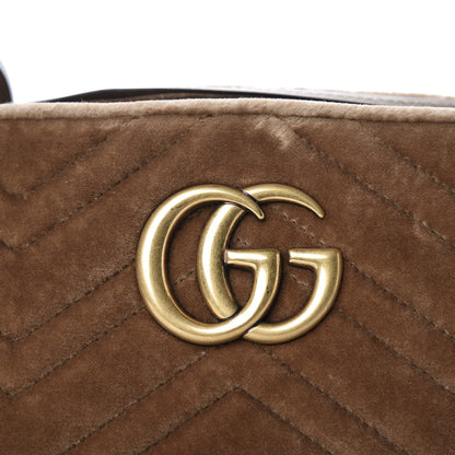 Gucci Velvet Matelasse Small GG Marmont Chain Shoulder Bag Taupe 10 of 10