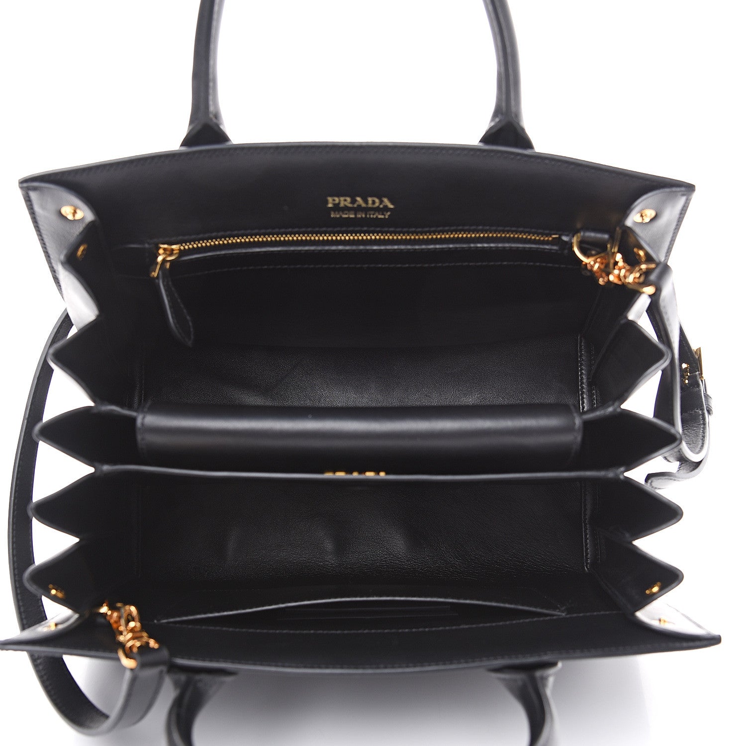 Prada Saffiano City Calfskin Medium Bibliothèque Top Handle Black 4 of 8