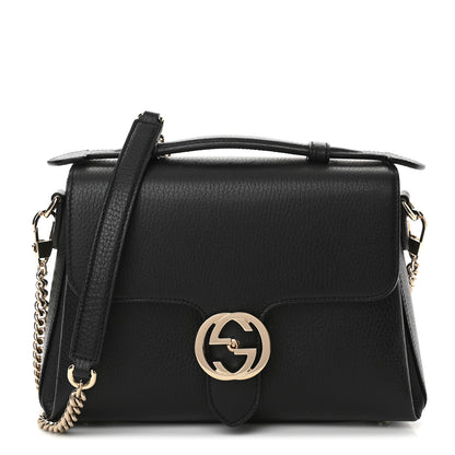 Gucci Dollar Calfskin Interlocking G Top Handle Shoulder Bag Black 1 of 13