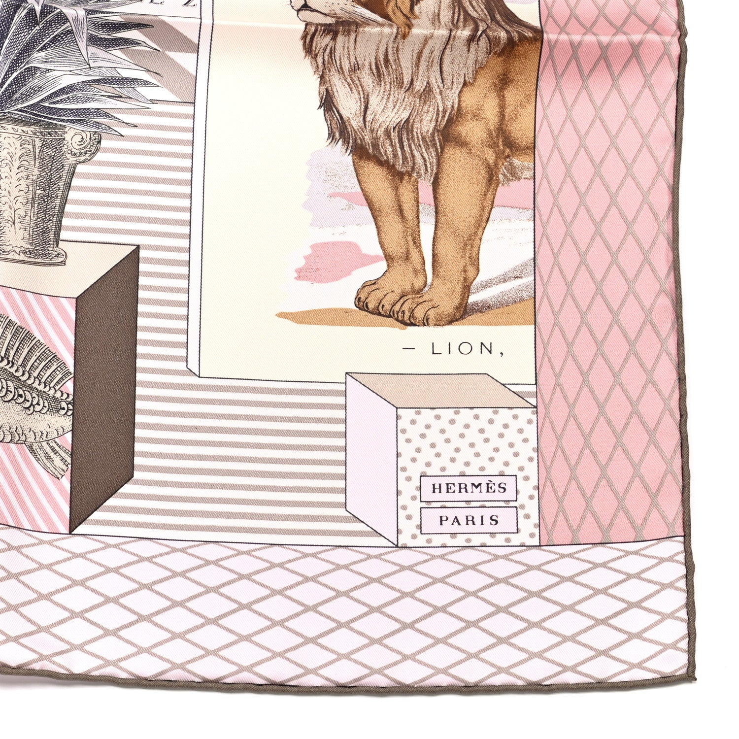Hermes Silk Grand Theatre Nouveau Scarf 90 Rose Pale Etoupe 2 of 6