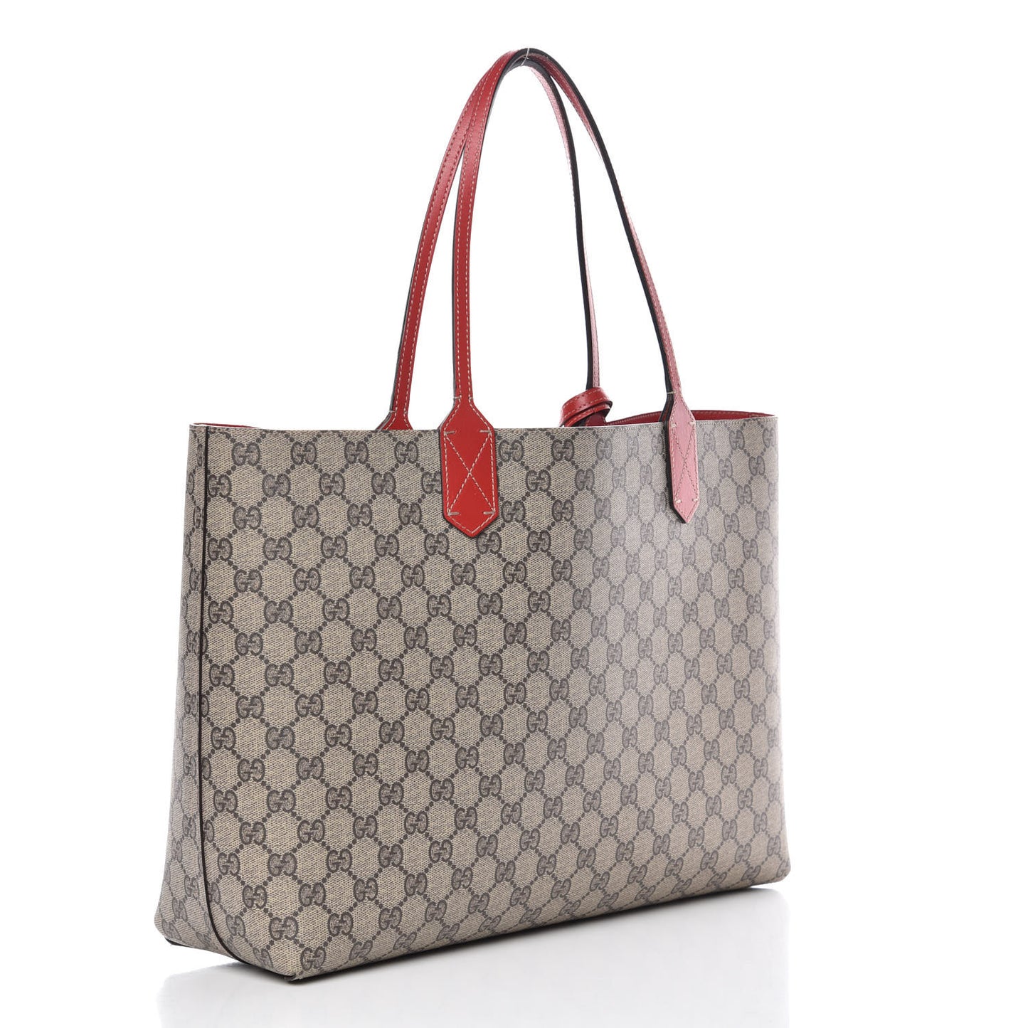 GG Supreme Monogram Medium Reversible Tote Beige Red