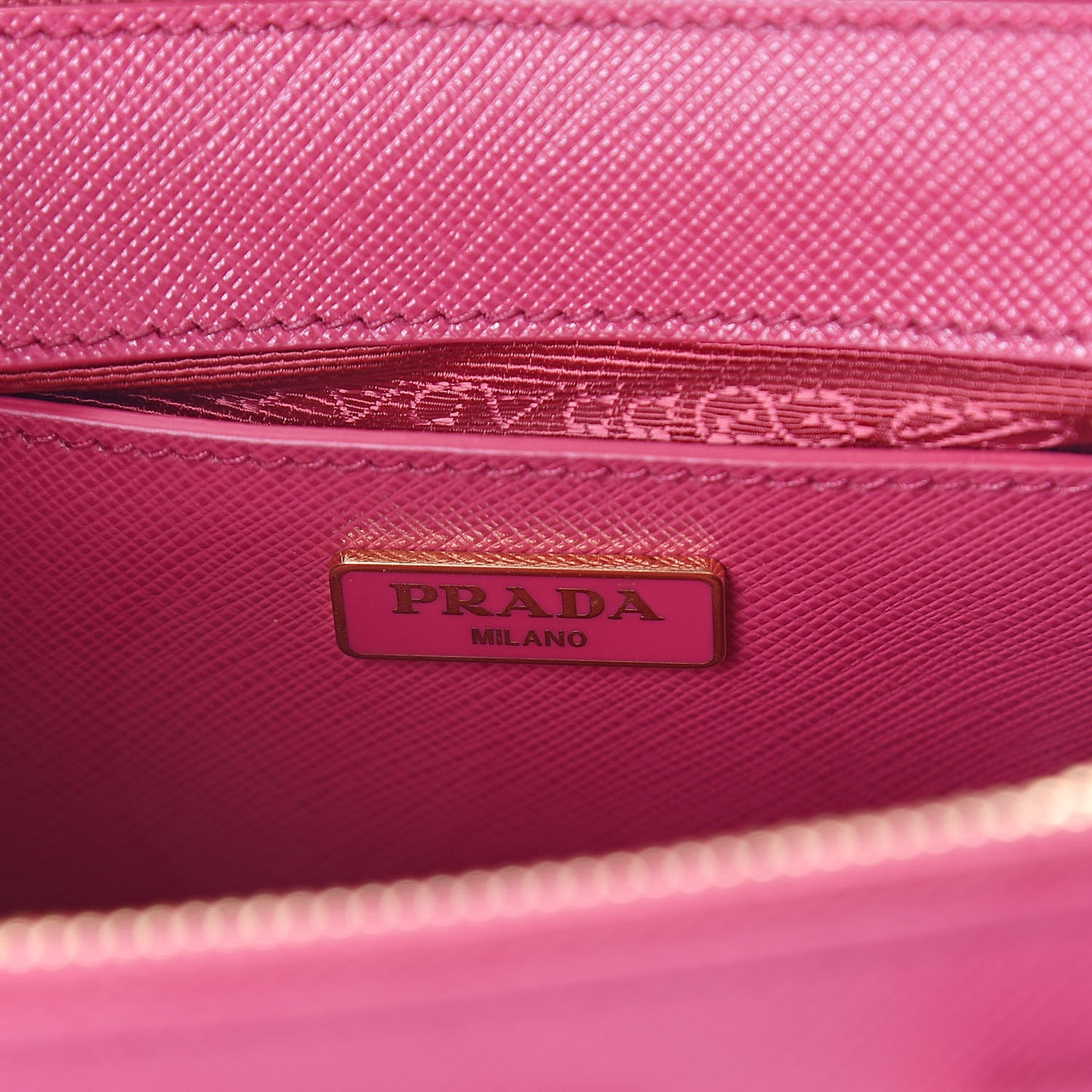 Saffiano Lux Micro Galleria Double Zip Tote Fuxia