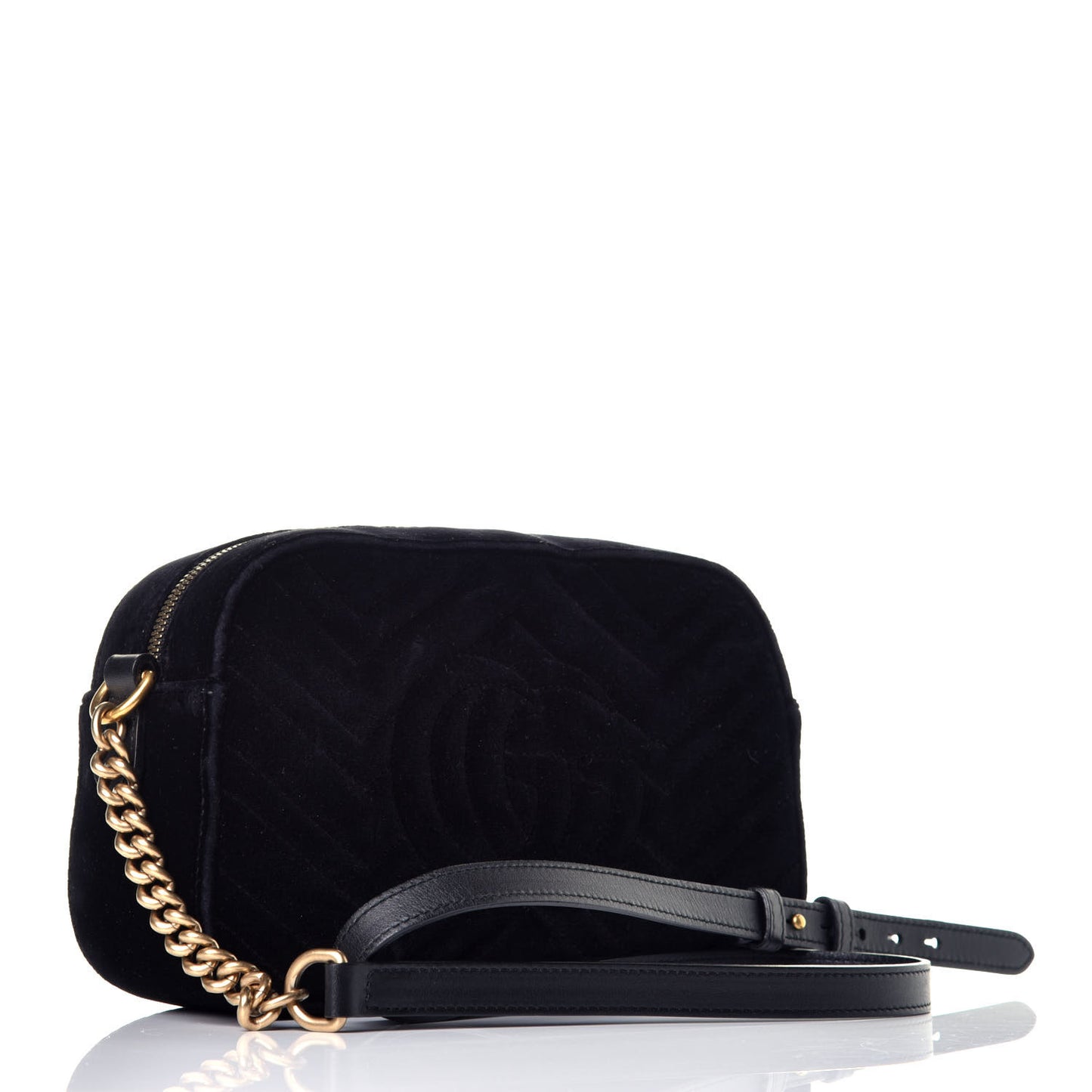 Velvet Matelasse Small GG Marmont Chain Shoulder Bag Black