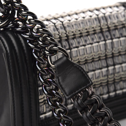 Chanel Lambskin PVC Thread Woven Small Boy Flap Black 11 of 14