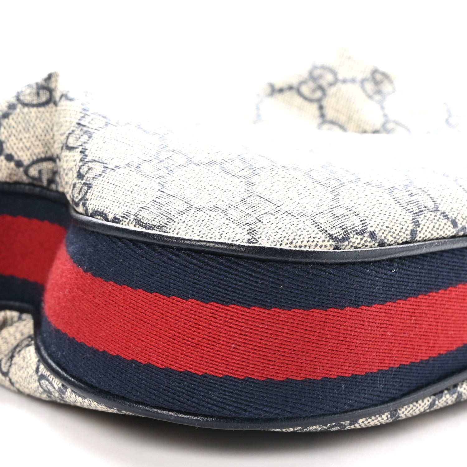 Gucci GG Supreme Monogram Textured Calfskin Web Small Attache Shoulder Bag Beige Blue 9 of 10