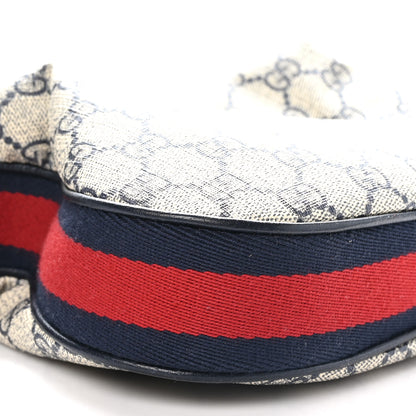 Gucci GG Supreme Monogram Textured Calfskin Web Small Attache Shoulder Bag Beige Blue 9 of 10