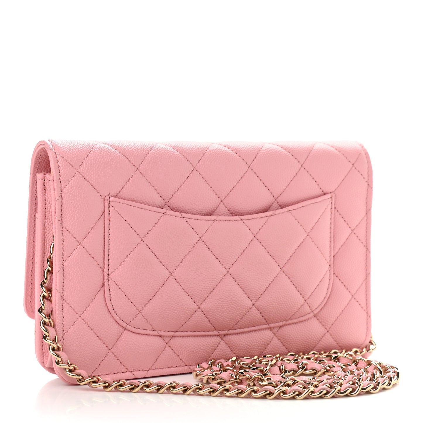 Caviar Quilted Wallet on Chain WOC Light Pink