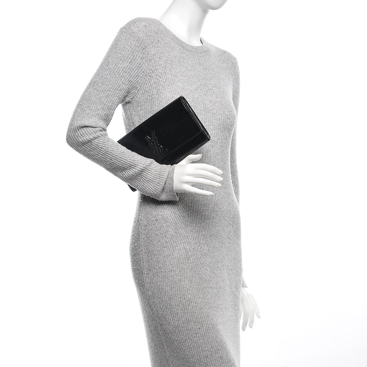 Textured Patent Monogram Small Belle De Jour Clutch Black