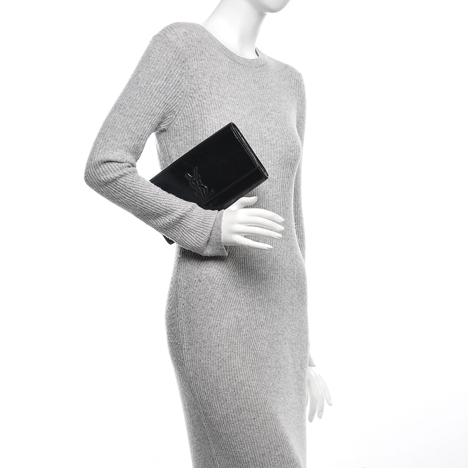 Saint Laurent Textured Patent Monogram Small Belle De Jour Clutch Black 2 of 6