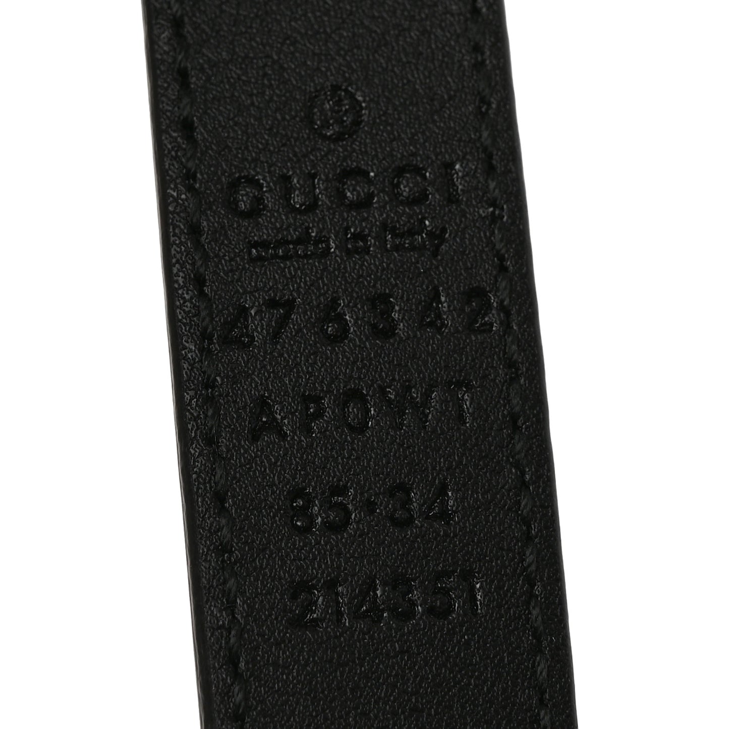 Moon Calfskin Pearl Double G 20mm Belt 85 34 Black Cream