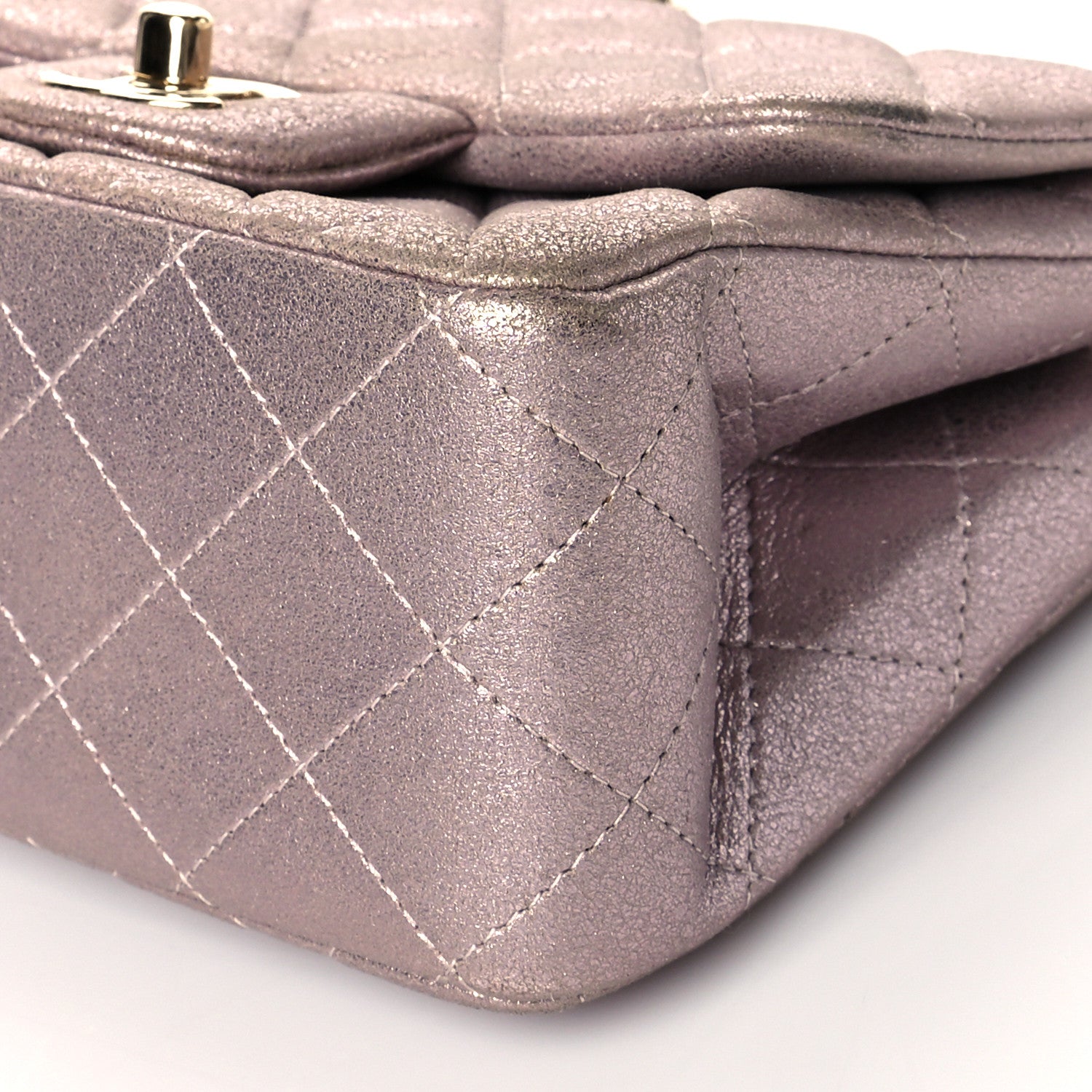 Chanel Iridescent Calfskin Quilted Mini Square Flap Light Pink 10 of 13